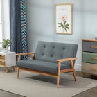 HOMCOM - Canapé d’amour 45 po avec pieds en bois de caoutchouc - gris foncé-Coussin d’assise et dossier épais rembourrés de mousse pour un confort optimal 