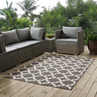 Modway - Cerelia Treillis marocains intérieurs et extérieurs Tapis 4 pi l x 6 pi L - Gris et beige-Tissage serré à poil bas