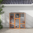 PawHut - Enclos extérieur pour chat en bois - 67,7 po L x 35,4 po l x 70,5 po H - orange-Une porte pour un accès facile 
