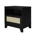 Manhattan Comfort Sheridan 21.63" Mid-Century Modern Nightstand - Black-Perfect for Bedside Storage, Lamps or Display Items