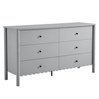 Modway Emmeline Scalloped 6-Drawer Dresser - Light Grey-Scalloped Edge Detail
