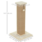 PawHut - Griffoir pour chat 32 po pour intérieur avec balle à taquiner en sisal, beige-Fabriqué en panneau de particules de qualité pour une stabilité optimale 