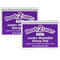 Ready 2 Learn Jumbo Washable Stamp Pad - Purple - 6.2" L x 4.1" W - 2 Pack-Mess-Free Art Time: The ink in this stamp pad washes off skin with soap and water, which makes clean-up quick and easy.