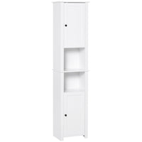HOMCOM Tall Bathroom Storage Cabinet with Two-Tier Shelf and Two Doors - White-Elegant design, ideal for bathroom, kitchen, and more    