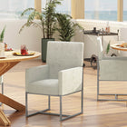 Manhattan Comfort Element 23.74" Modern Velvet Upholstered Dining Chair - Champagne-Open Industrial Design Stainless Steel Metal Frame Base with Chrome Finish