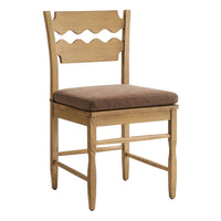 Modway - Jax Bois de chêne Chaise de salle à manger avec dossier ondulé en forme de rasoir et coussin in Cacao en chêne vieilli-Chaise à manger en chêne massif