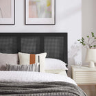 Modway Sirocco Rattan and Wood King Platform Bed - Black-Synthetic Rattan Cane Webbing