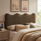 Modway Athena Striped Fabric Upholstered King Size Headboard - Earth Stripe-Dense Foam Padding
