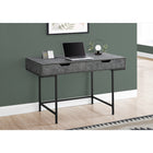 Monarch Specialties 7559 48" Computer Desk - Grey Stone-Look/Black Metal-Metal base in a black finish provides stability and includes slender metal legs that are recessed under the rectangular desktop