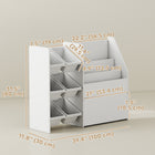 Qaba Kids Bookshelf and Toy Storage, 3-Tier Bookcase with 6 Bins - White-Its 80cm height and open design let kids safely access items themselves
