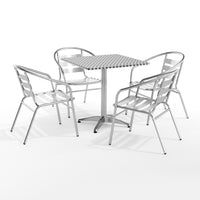 Flash Furniture 27.5" Square Aluminum Indoor-Outdoor Table Set with 4 Slat Back Chairs-Table and Chair Set