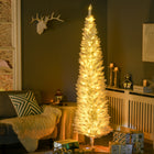 HOMCOM 7' Pre-Lit Artificial Christmas Tree with Warm White LED Lights - White-499 realistic tree branches create a full-body, life-like tree 