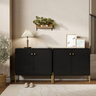 HOMCOM Modern 31.5" L Sideboard Buffet Cabinet with Fluted Doors - Black-High 6.9" (17.5 cm) legs allow for easy robot vacuum cleaning underneath
