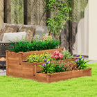 Outsunny 3-Tier Raised Garden Bed for Yard - 49" x 49" x 22"-Solid wood structure for long time's usage  
