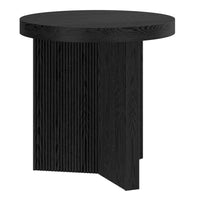 Hudson&Canal Holm 22"W Round Side Table - Black Grain-A contemporary Scandinavian design for your living room, den, and more