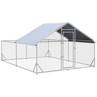 PawHut - Poulailler en métal, enclos à poules avec toit anti-UV-Le toit ombragé garde les animaux au frais, au sec, confortables et protégés de la pluie et des rayons UV 
