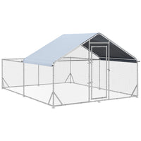 PawHut - Poulailler en métal, enclos à poules avec toit anti-UV-Le toit ombragé garde les animaux au frais, au sec, confortables et protégés de la pluie et des rayons UV 