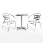 Flash Furniture – Table ronde de 23,5 po en aluminium avec 2 sièges à traverses, intérieur/extérieur (TLH24RD017BCHR2)-Table ronde