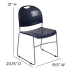 Flash Furniture HERCULES Series Navy Ultra-Compact Stack Chair with Silver Powder Coated Frame-Ships Fully Assembled