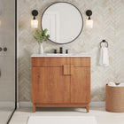 Modway Miles 36" Bathroom Vanity - White/Walnut-Plumbing Cut-Out