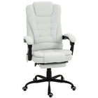 Vinsetto 7-Point Vibrating Reclining Massage Office Chair with Footrest and Swivel Wheels - White-7 vibration massage points to relax your body