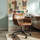 Homy Casa - Chaise de bureau pivotante avec roulettes, Tissu en suède brun-7