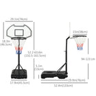 HOMCOM 51"-64" Height Adjustable Basketball Hoop Stand-Sturdy base can be filled with 77lbs of sand or 66lbs of water