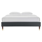 Modway Harlow Performance Velvet King Platform Bed Frame - Charcoal-Reinforced Center Beam and Support Legs