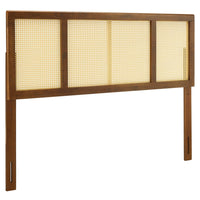Modway - Delmare Canne Tête de lit complète, Noyer-Tête de lit en bois entier
