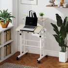 HOMCOM - Bureau mobile réglable en hauteur - 23,6 po L x 23,6 po l x 47,2 po H - bois naturel-Le plateau avant possède une butée pour empêcher vos objets de glisser