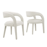 Modway Pinnacle Boucle Upholstered Dining Chair - Ivory - 2 Pack-Modern Dining Chair Set