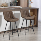 HOMCOM 27" Counter Height PU Leather Bar Stools - Brown - 2 Pack-Seat swivels a full 360 degrees, making conversation and access easy
