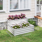 Outsunny 2-Tier Raised Garden Bed - 47" L x 40" W x 23" H - Silver-Extra deep open-bottomed design for long-rooted plants 