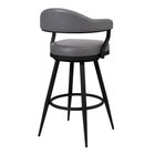 Armen Living - Justin Tabouret de Bar Pivotant de 76 cm de Hauteur en Similicuir Gris Vintage avec Pieds en Métal Noir-58,4 cm L x 55,9 cm l x 105,4 cm H