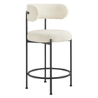 Modway Albie Boucle Fabric Counter Stools - Ivory/Black - 2 Pack-Weight Capacity: 330 lbs.
