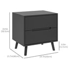 HOMCOM - Table de chevet moderne avec 2 tiroirs et pieds en bois massif - noir-Les pieds en bois légèrement inclinés aident à garder la table toujours équilibrée 