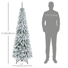 HOMCOM - Sapin de Noël fin artificiel de 6 pi avec base en acier et neige-Il est peu probable que les branches ignifuges prennent feu ou causent de graves dommages domestiques  