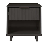 Manhattan Comfort Granville 18.11" Modern 1-Drawer Nightstand - Dark Grey-Modern- Contemporary with a taste of Glam - Nightstand for Bedroom and Living Room Use