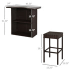 Outsunny - Ensemble de bar de patio 5 pièces avec Table de bar à dessus en verre trempé et étagères, 4 chaises de bar, brun foncé-Rotin PE résistant aux intempéries et imperméable pour une utilisation à long terme et un nettoyage facile