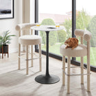 Modway Lippa 28" Round Wood Bar Table - Black White-Chip-Resistant Metal Pedestal Base