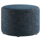 Modway - Callum Gros tissu rond tissé en bruyère de 23 pouces Rembourré Ottoman - Heathered Weave Azure-Tissu tissé en bruyère tissé