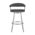 Armen Living - Chelsea Tabouret de Bar Pivotant de 74 cm de Hauteur en Similicuir Gris et Acier Inoxydable Brossé-53,3 cm L x 55,9 cm l x 96,5 cm H