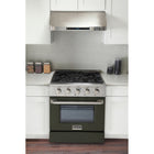 Kucht 30" KDF Series Pro Style Propane Gas Dual Fuel Range - Stainless Steel/Olive Green-Liquid propane ready
