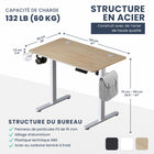 MotionGrey - Bureau assis-debout électrique Ergo2 réglable en hauteur, 47 po de largeur, avec réglages mémorisés - Brun clair-Leader De L’Industrie : le bureau assis-debout MotionGrey offre une plage de réglage en hauteur étendue. Le clavier numérique MG permet d’enregistrer vos hauteurs préférées en position assise et debout - il suffit d’appuyer sur le réglage sauvegardé pour y revenir instantanément
