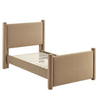 Modway Rael Performance Velvet Twin Platform Bed - Taupe-Stain-Resistant Performance Velvet Upholstery