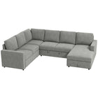 HOMCOM - Canapé-lit gigogne en forme de U avec rangement pour chaise longue - gris-Se transforme facilement entre un canapé en forme de U et un lit d’appoint 