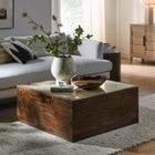 Modway Truett Square Wood Rattan Coffee Table - Walnut-Rattan Cane Top