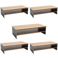 ShoppingAll - Support de moniteur en bois à 2 niveaux avec organisateur de rangement - Noyer - Paquet de 5-Design en Bois D'Ingenierie Premium : Fabriqué en MDF de haute qualité, notre support d'écran est conçu pour durer. Sa finition raffinée complète tout espace de travail, que ce soit à la maison ou au bureau.