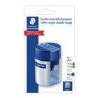 Staedtler - Aiguiseur en métal de qualité supérieure avec récipient rond - 2 trous - Argent et bleu-Manuel