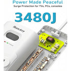 Huntkey 6' Flat Plug Surge Protector Power Strip with 12 Outlets and 3 USB Ports - White - 2 Pack-7